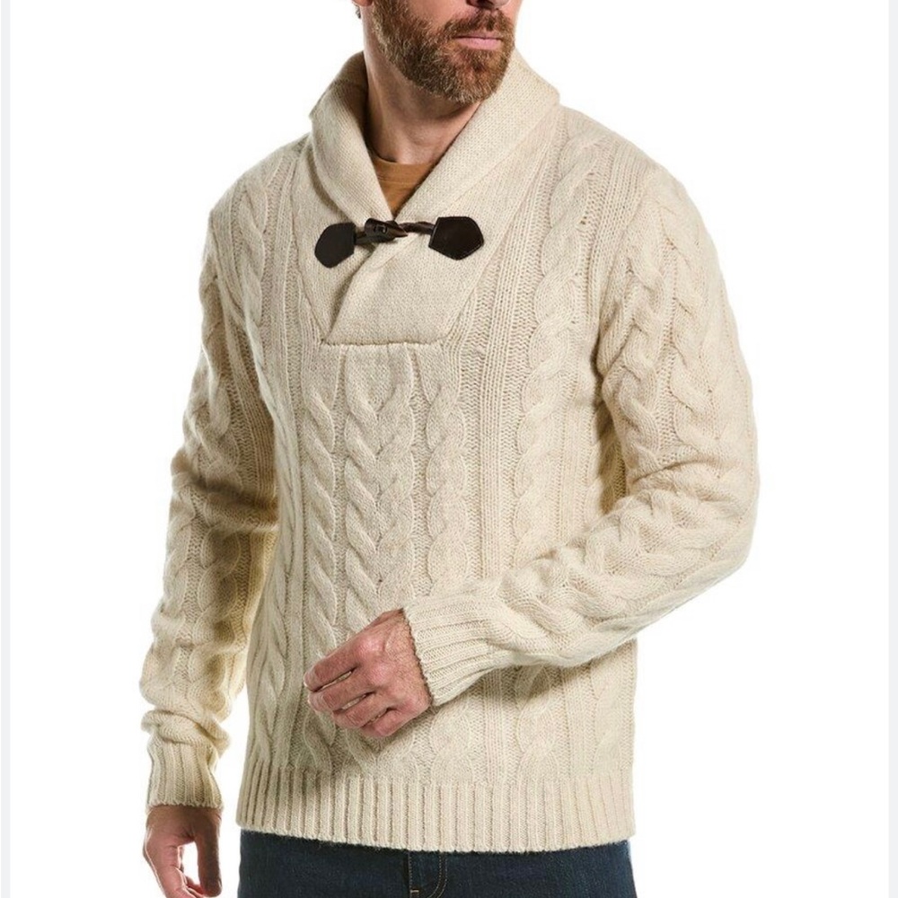 Loft 604 Men’s Natural Cable Wool High Collar Pullover Sweater Small